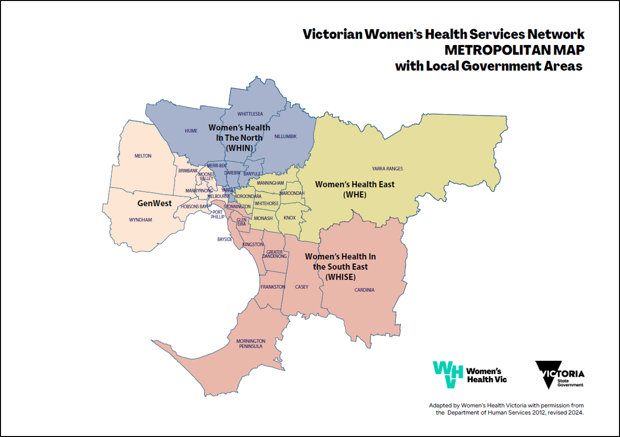 Victorian Women's Health Services Network metropolitan map thumbnail