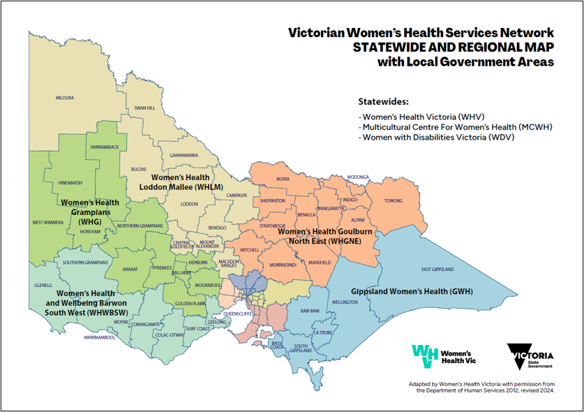 Victorian Women's Health Services Network statewide and regional map thumbnail