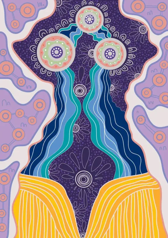 Yakuna Gananggurr artwork by Madison Connors a Yorta Yorta, Dja Dja Wurrung and Gamilaroi woman